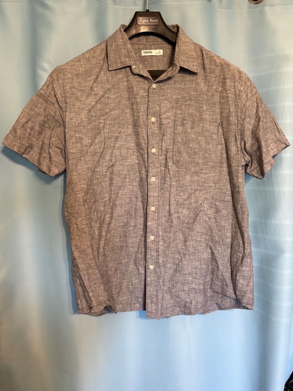 Sonoma Men's Short-Sleeve Button-Up Shirt in Heather Gray